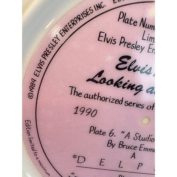 A STUDIO SESSION collector plate ELVIS PRESLEY Legend #6 Bruce Emmett 1990 - Picture 9 of 9